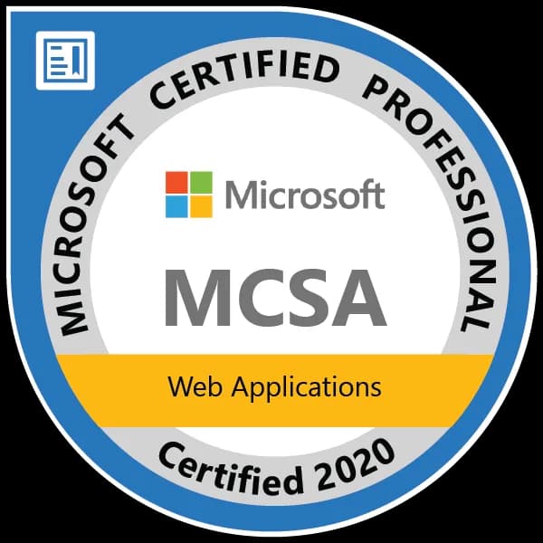 MCSA: Web Applications — Certified 2020